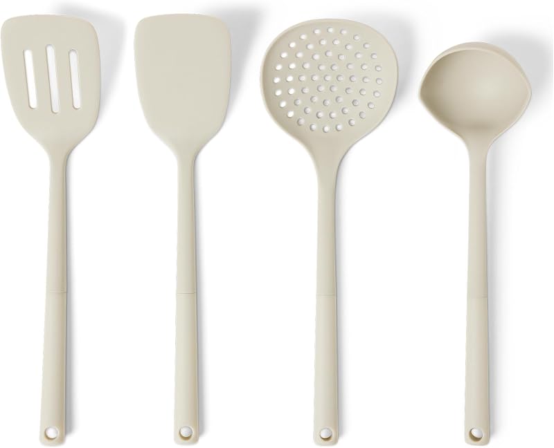 Amazon Basics Silicone Kitchen Spoons and Ladles, Set of 4, Soft Handle, BPA Free — Casa e cucina
