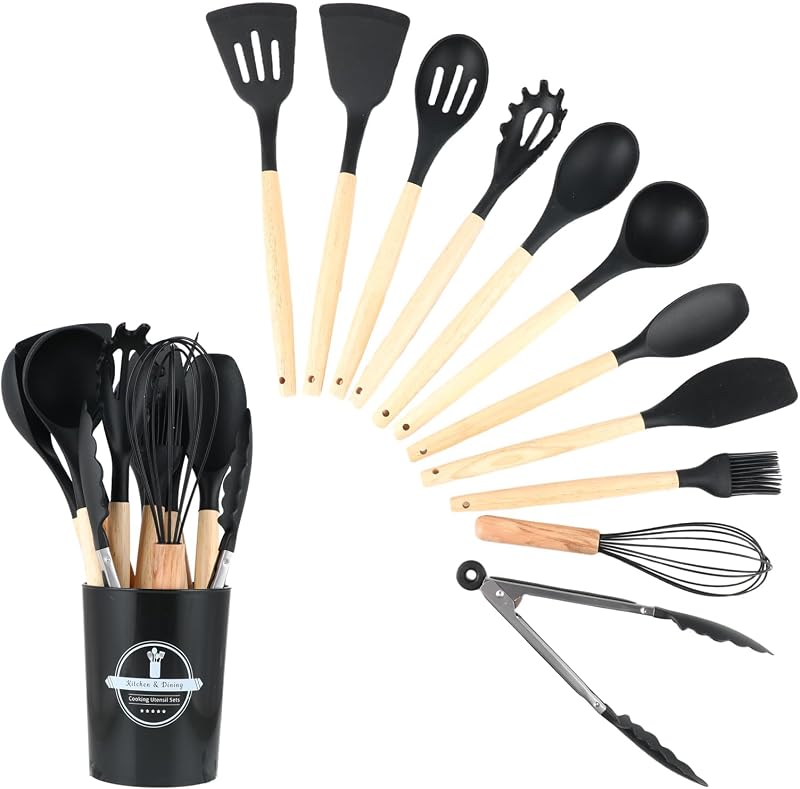 Wenrescry Kitchen Utensils Set, Heat Resistant Silicone, Non-Stick, Dishwasher Safe — Casa e cucina