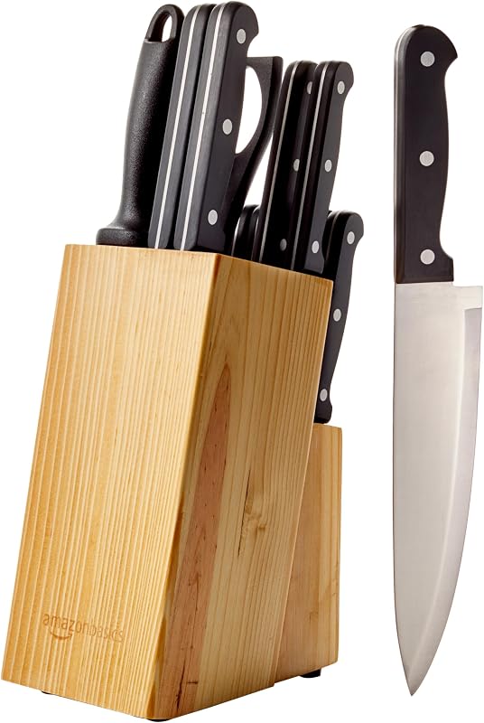 Amazon Basics 14 Piece Knife Block Set, 14 Pieces, Black — Casa e cucina
